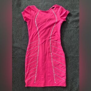 Bebe Fuchsia Mini Dress with Silver Accents